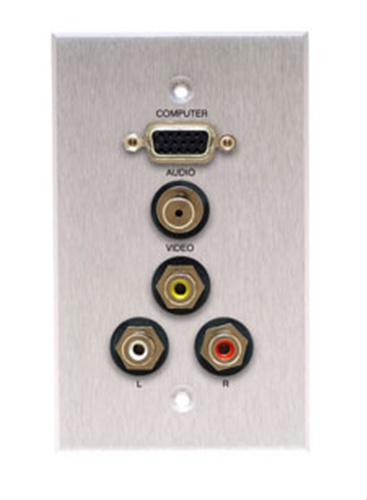 Picture of Comprehensive WP-1000-E-P-SB Single Gang Wallplate-Stainless Brushed-HD15- Stereo Mini- 3RCA - Passthru