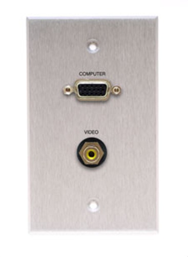 Picture of Comprehensive WP-1540-E-P-AC Single Gang Wallplate - Anodized Clear - HD15- 1RCA - Passthru