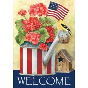 Picture of Toland Home Garden 108224 Patriotic Watering Can House Flag