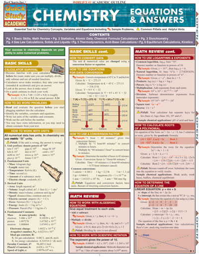 Picture of BarCharts- Inc. 9781423201892 Chemistry Equations &amp; Answers