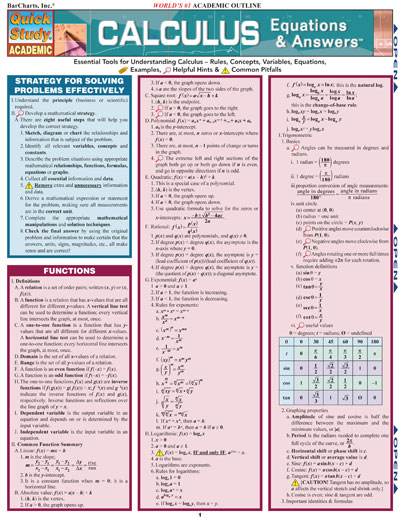 Picture of BarCharts- Inc. 9781423208563 Calculus Equations &amp; Answers