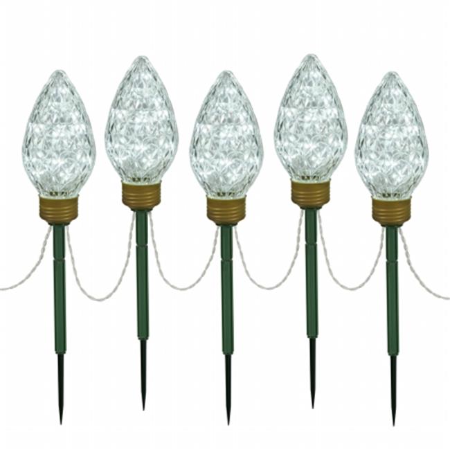 Vickerman X106435 100 Light x 8.5 in. LED Polar White C9 5 Piece Stake