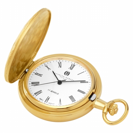 Picture of Charles-Hubert- Paris 3841-GR Gold-Plated Mechanical Pocket Watch with Roman Numerals and Plated Matte