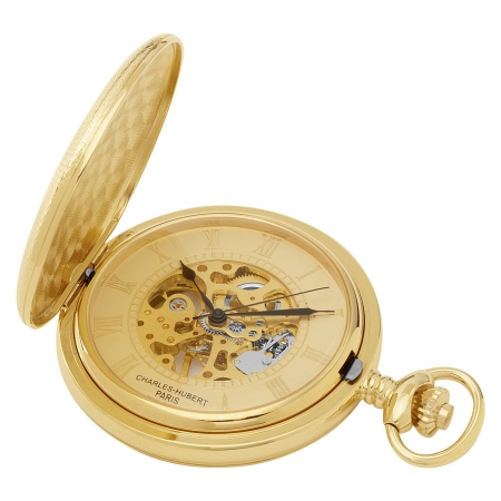 Picture of Charles-Hubert- Paris 3861-G Gold-Plated Mechanical Pocket Watch - Gold