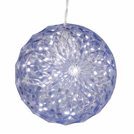 30 Light x 6 in. LED Polar White Crystal Ball Outdoor