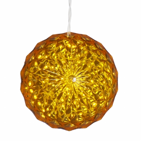 30 Light x 6 in. LED Yellow Crystal Ball Outdoor