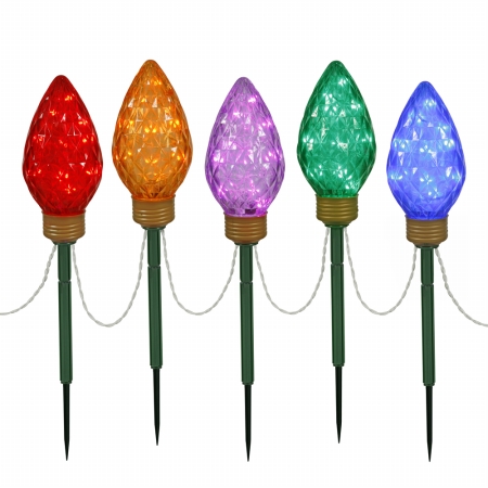 100 Light x 8.5 in. LED Multi C9 5 Piece Stake