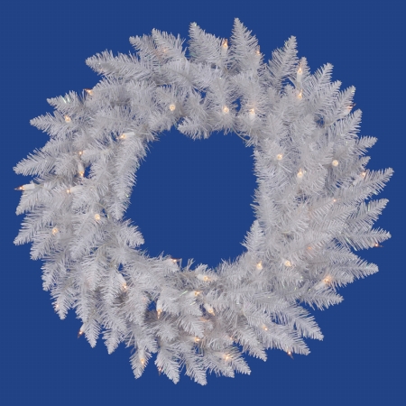 30 in. Crystal White Wreath 45LED White