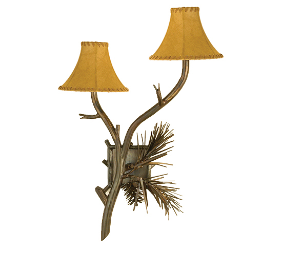 104458 19 in. W Lone Pine 2-Light Wall Sconce