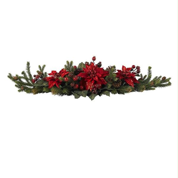 Picture of Nearly Natural 4917 Poinsettia & Berry Centerpiece
