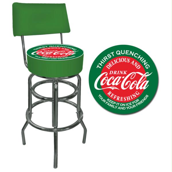 Red & Green Coca Cola Pub Stool With Back