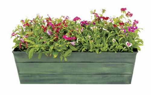 Picture of Achla VFB-05 Galvanized Tin Window Box Garden Planter - Powder Coated in Green Patina- Standard