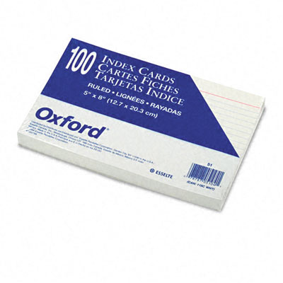 Picture of Oxford 51 Ruled Index Cards- 5 x 8- White- 100/Pack