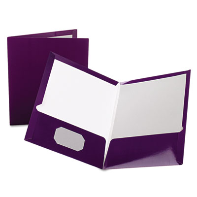 High Gloss Laminated Folder- 100-Sheet Capacity- Purple- 25/Box