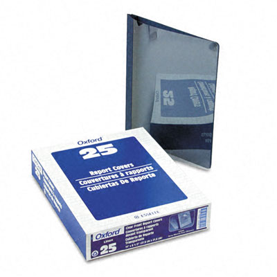 Picture of Oxford 53343 Linen Paper Report Cover- Tang Clip- Letter- 1/2&amp;quot; Capacity- Clear/Navy- 25/Box