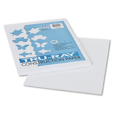 Tru-Ray Construction Paper- White - 9 x 12 - 50 Sheets/Pack