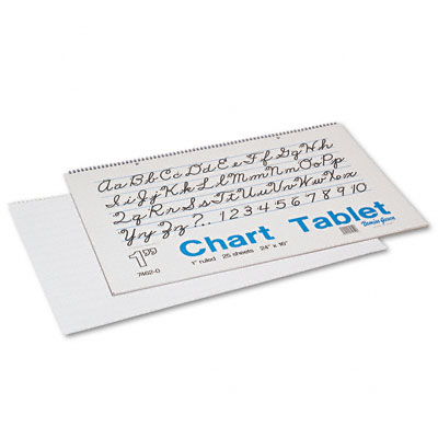 Picture of Pacon 74620 Chart Tablets w/Cursive Cover- Ruled- 24 x 16- White- 25 Sheets/Pad