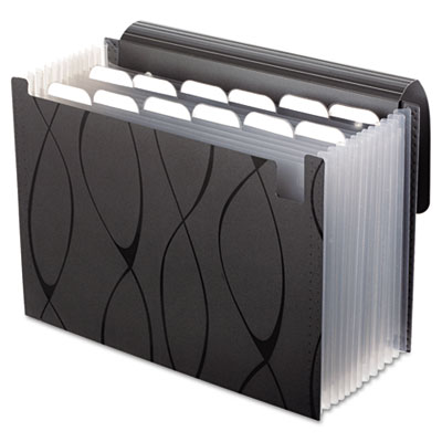 Sliding Cover Expanding File- 13 Pockets- Letter- Black