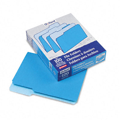 Two-Tone File Folders- 1/3 Cut- Top Tab- Letter- Blue/Light Blue- 100/Box