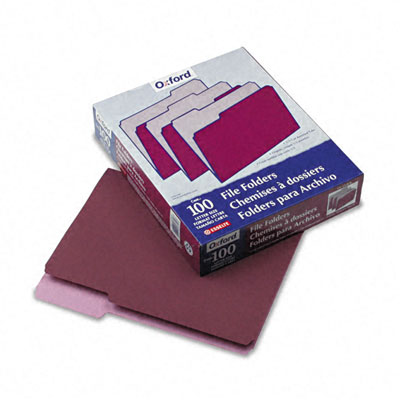 Two-Tone File Folder- 1/3 Cut- Top Tab- Letter- Burgundy/Light Burgundy- 100/Box