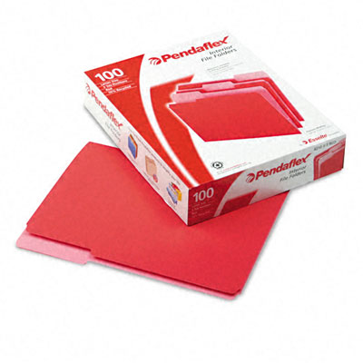 Interior File Folders- 1/3 Cut- Top Tab- Letter- Red- 100/Box