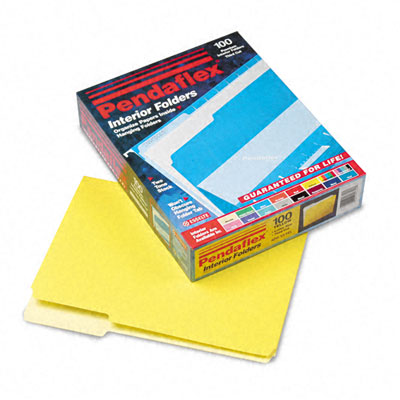 Picture of Pendaflex 421013YEL Interior File Folders- 1/3 Cut- Top Tab- Letter- Yellow- 100/Box
