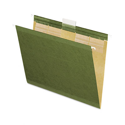 Picture of Pendaflex 42590 Ready-Tab Hanging File Folders- 1/5 Tab- Kraft- Letter- Standard Green- 25/Box