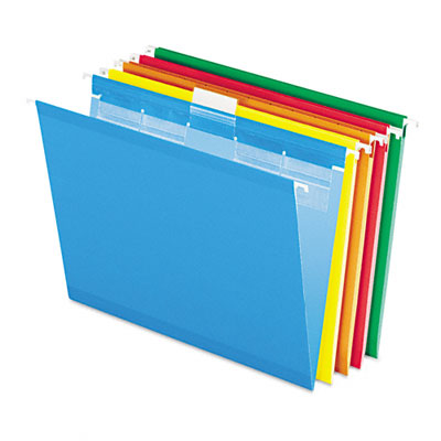 Ready-Tab Hanging File Folders- 1/5 Tab- Kraft- Letter- Assorted Colors- 25/Box