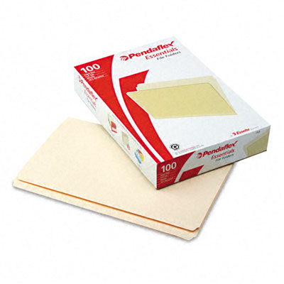 Essentials File Folders- Straight Cut- Top Tab- Legal- Manila- 100/Box