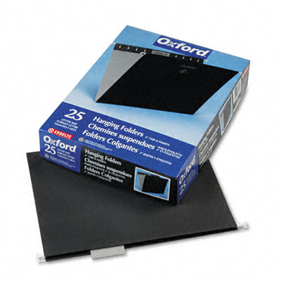 Hanging File Folders- 1/5 Tab- Letter- Black- 25/Box