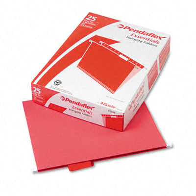 Hanging File Folders- 1/5 Tab- Letter- Red- 25/Box