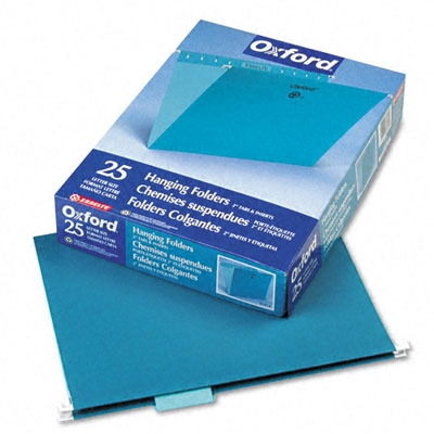 Hanging File Folders- 1/5 Tab- Letter- Teal- 25/Box
