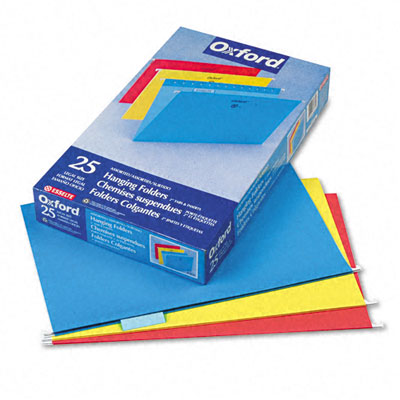Hanging File Folders- 1/5 Tab- Legal- Assorted Colors- 25/Box