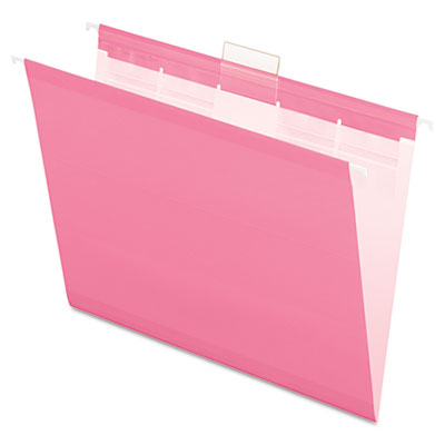 Picture of Pendaflex 90240 Ready-Tab Colored Reinforced Hanging File Folders- Letter- Pink- 20/Box
