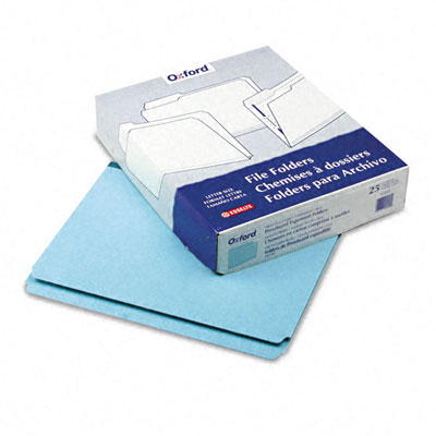 Pressboard Expanding File Folders- Straight Cut- Top Tab- Letter- Blue- 25/Box