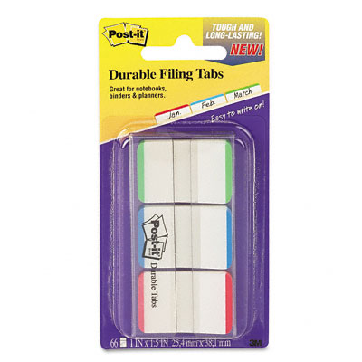 Picture of Sticky note 686L-GBR Durable File Tabs- 1 x 1 1/2- Striped- Blue/Green/Red- 66/Pack