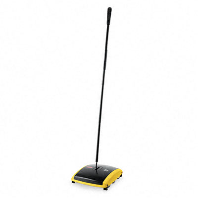 Picture of Rubbermaid Commercial 421388BLA Dual Action Sweeper- Boar/Nylon Bristles- 42&amp;quot; Steel/Plastic Handle- Black/Yellow