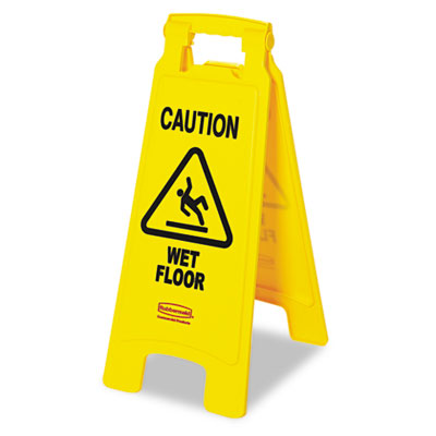 Picture of Rubbermaid Commercial 611277YW Caution Wet Floor Floor Sign- Plastic- 11 x 1-1/2 x 25- Bright Yellow