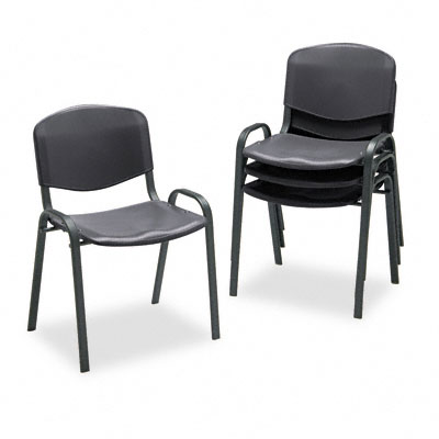 Picture of Safco 4185BL Contour Stacking Chairs- Black with Black Frame- 4/Carton