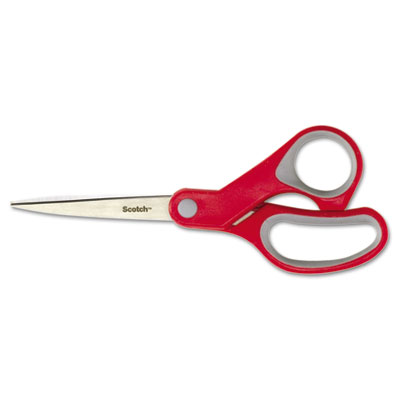 Picture of Scotch 1428 Multi-Purpose Scissors- Pointed- 8&amp;quot; Length- 3-3/8&amp;quot; Cut- Red/Gray