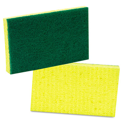 Picture of Scotch-Brite 74 Medium-Duty Scrubbing Sponge- 3-1/2 x 6-1/4- Yellow/Green-10/Carton