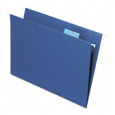 Hanging File Folders- 1/5 Tab- 11 Point Stock- Letter- Navy- 25/Box