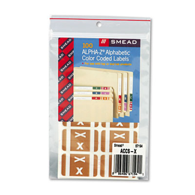 Alpha-Z Color-Coded Second Letter Labels- Letter X- Light Brown- 100/Pack