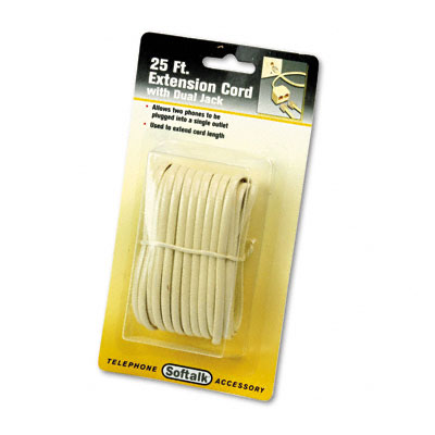 Picture of Softalk 04130 Telephone Extension Cord- Plug/Dual Jack- 25 ft.- Almond
