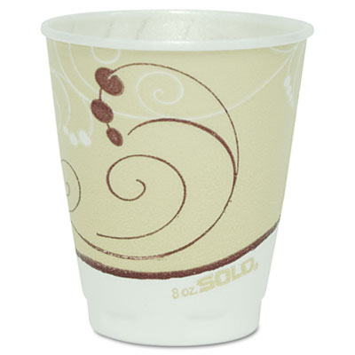 Picture of SOLO Cup Company X8-J8002 Symphony Design Trophy Foam Hot/Cold Drink Cups- 8 oz.- Beige- 1000/Carton