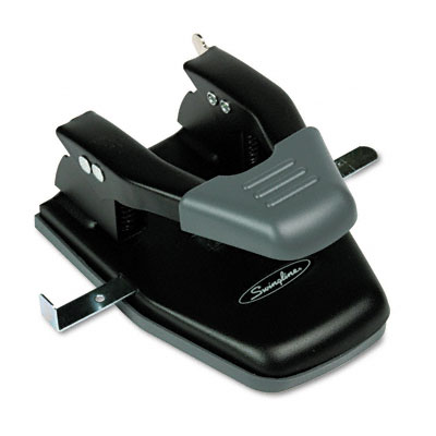Picture of Swingline 74050 28-Sheet Comfort Handle Steel Two-Hole Punch- 1/4&amp;quot; Holes- Black