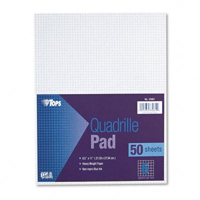 Picture of TOPS 33061 Quadrille Pads- 6 Squares/inch- 8-1/2 x 11- White- 50 Sheets/Pad