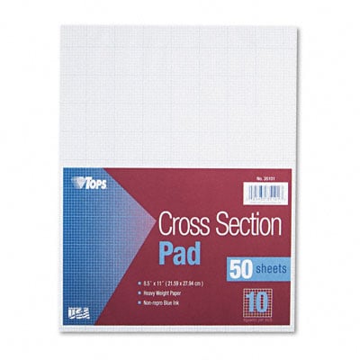 Picture of TOPS 35101 Section Pads w/10 Squares- Quadrille Rule- Ltr- White- 50 Sheets/Pad