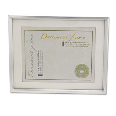Picture of Universal 76854 Plastic Document Frame for 8 1/2 x 11 Insert w/Mat- Metallic Silver