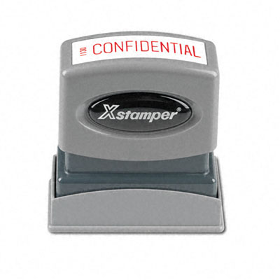 Picture of Xstamper ECO-GREEN 1130 One-Color Title Message Stamp- CONFIDENTIAL- Pre-Inked/Re-Inkable- Red